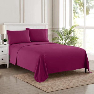Velvet Flat Bed Sheet Berry