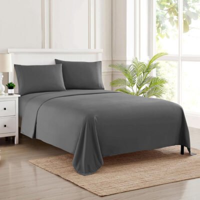 Velvet Flat Bed Sheet Grey