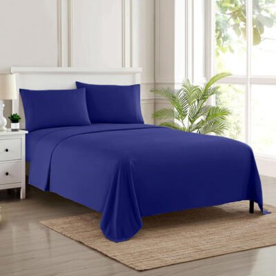 Velvet Flat Bed Sheet Navy Blue