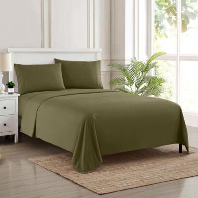 Velvet Flat Bed Sheet Olive