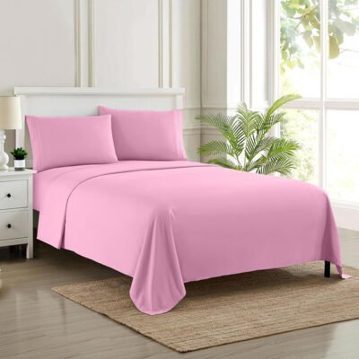 Velvet Flat Bed Sheet Pink