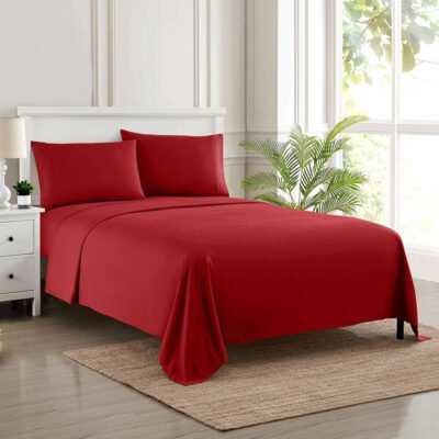 Velvet Flat Bed Sheet Red