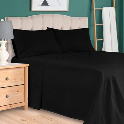 Plain Rich Cotton BedSheet Black