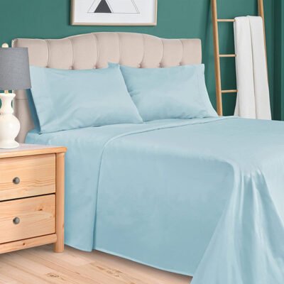 Plain Rich Cotton BedSheet Sky Blue
