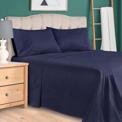 Plain Rich Cotton BedSheet Navy Blue