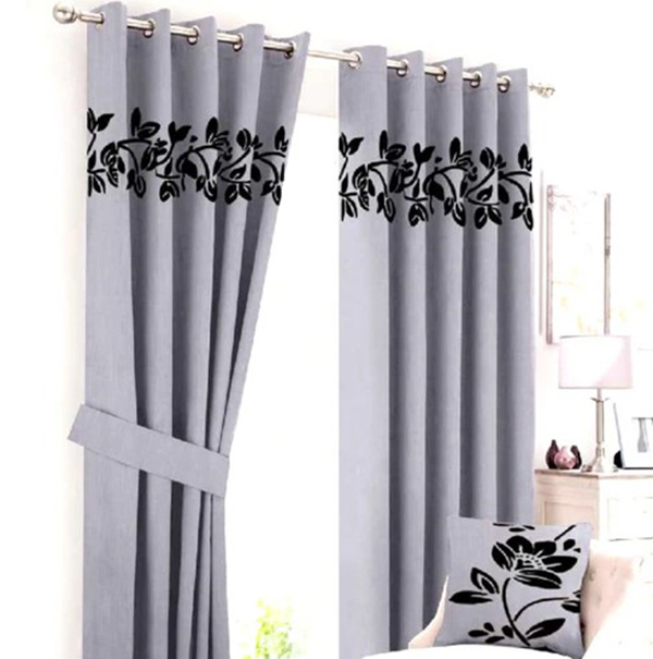 Luxury Velvet Curtains Floral Border 3