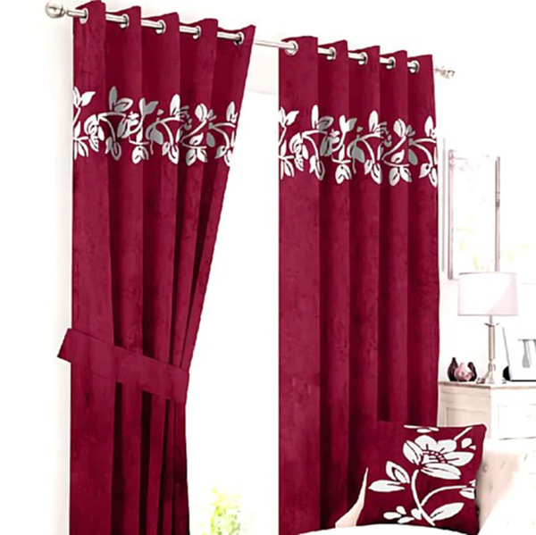 Luxury Velvet Curtains Floral Border 5