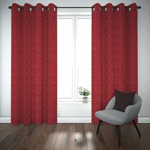 Self Design Premium Jacquard Curtains maroon