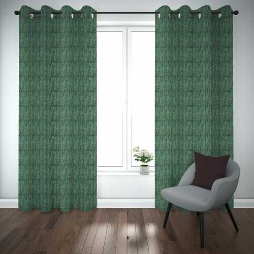 Self Design Premium Jacquard Curtains dark green