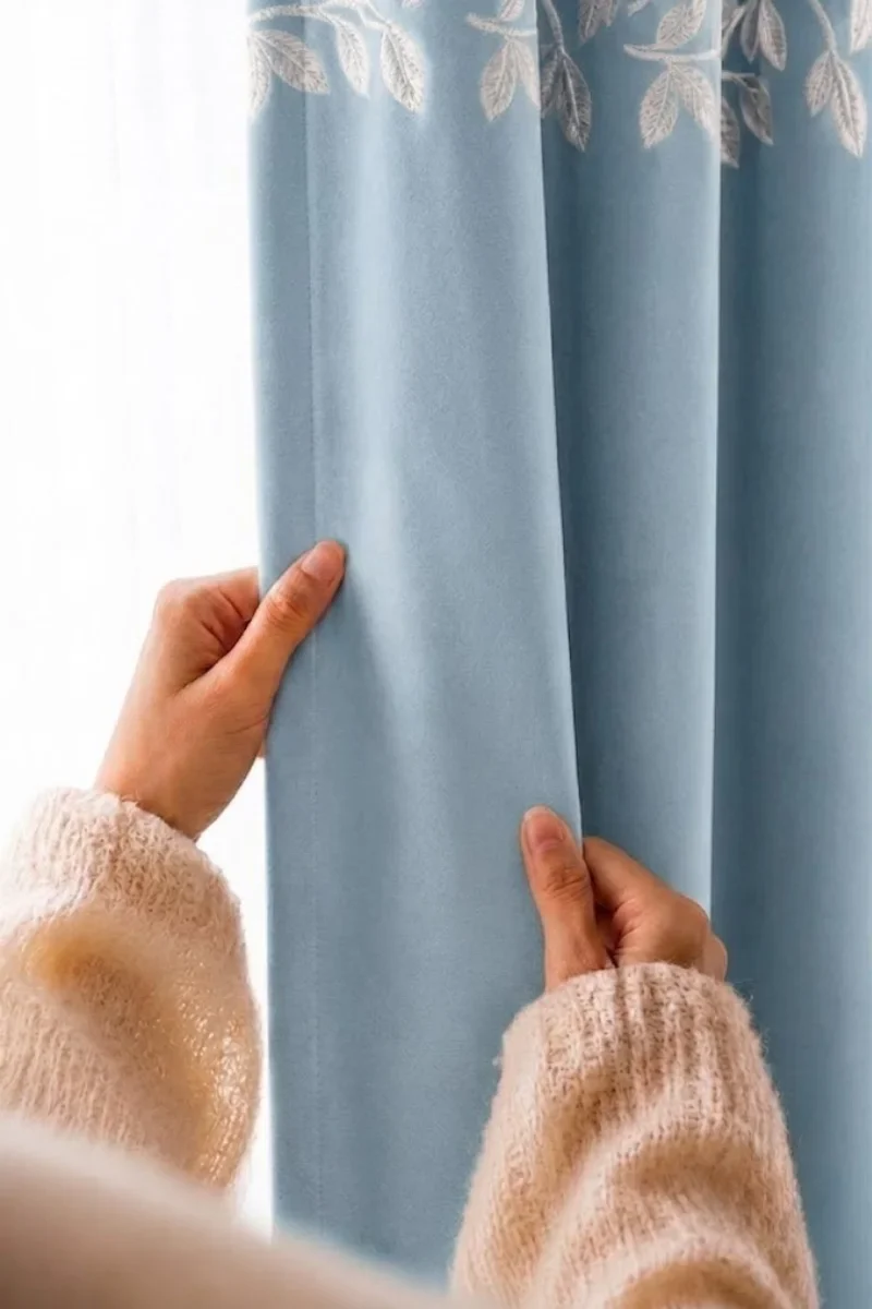 Luxury Velvet Curtains floral vine aqblue1