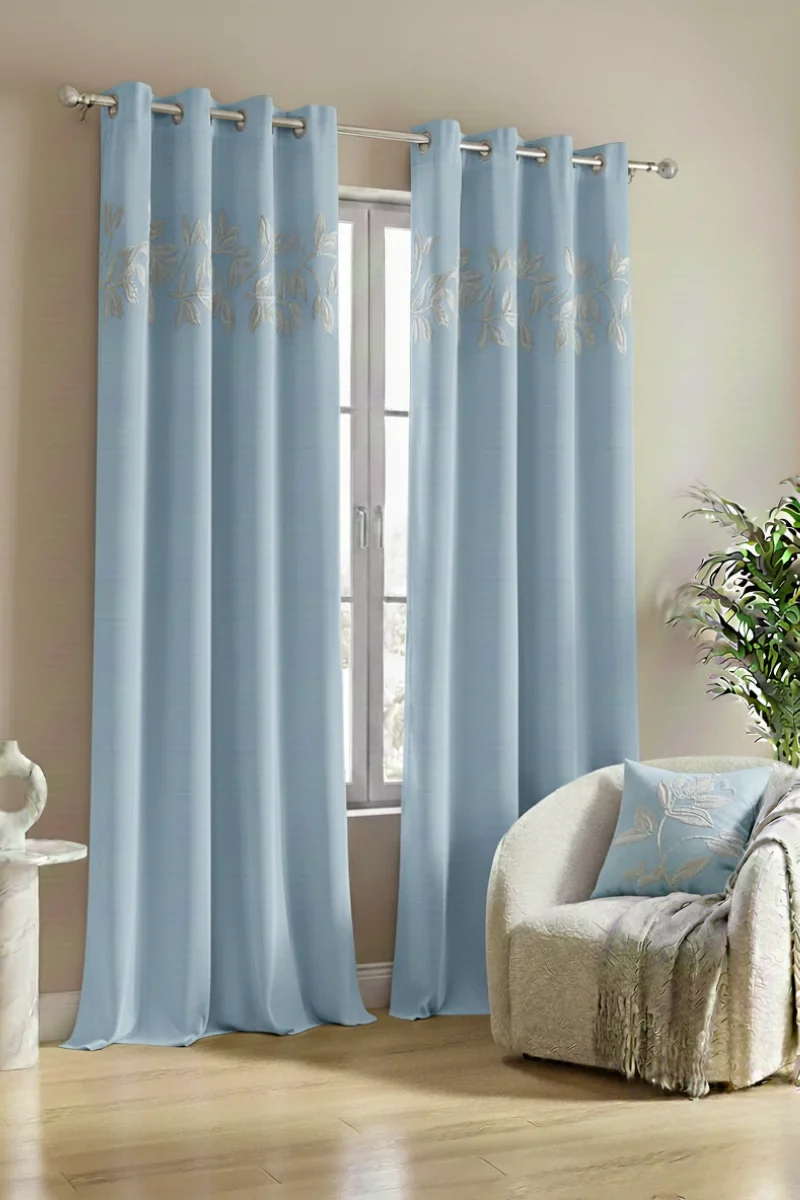 Luxury Velvet Curtains floral vine aqua