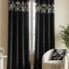 Luxury Velvet Curtains floral vine black