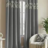 Luxury Velvet Curtains floral vine dark greyy