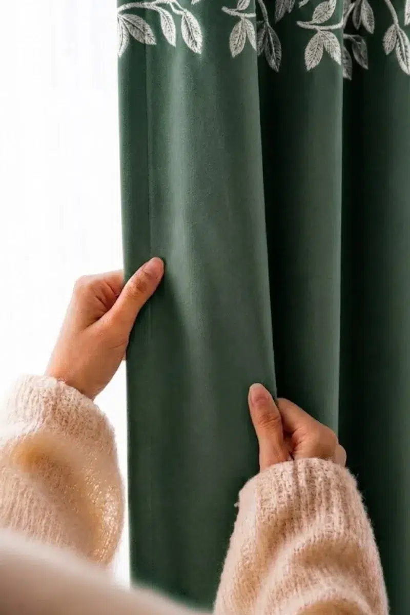 Luxury Velvet Curtains floral vine green1