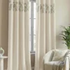 Luxury Velvet Curtains floral vine ivory