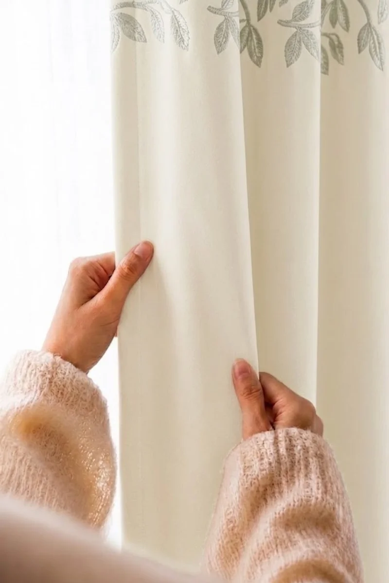 Alternative view of IVORY FLORAL VINE VELVET CURTAINS - SET OF 2 PANELS