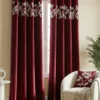 Luxury Velvet Curtains floral vine maroon