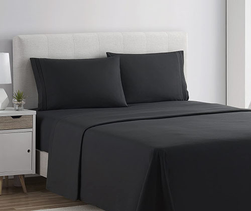 plain rich cotton bed sheet Black