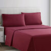 plain rich cotton bed sheet Burgundy Red