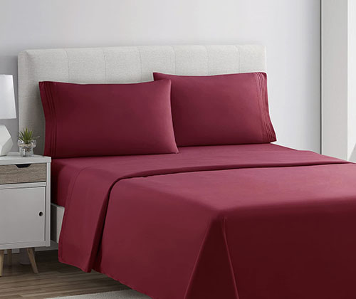 plain rich cotton bed sheet Burgundy Red