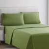 plain rich cotton bed sheet Calla Green