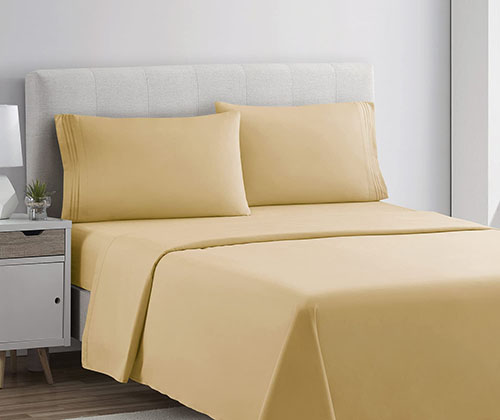 plain rich cotton bed sheet Camel Gold