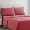 plain rich cotton bed sheet Coral Pink
