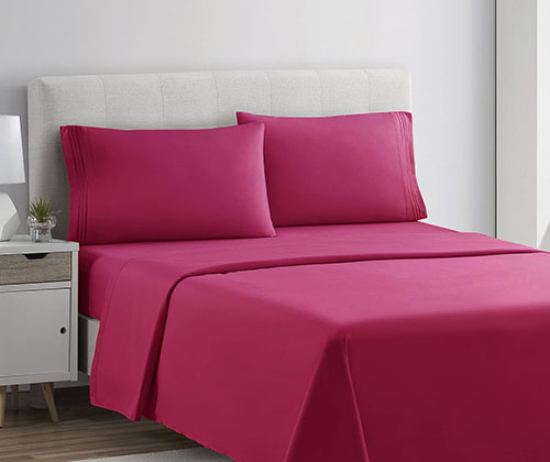 plain rich cotton bed sheet Hot Pink