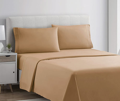 plain rich cotton bed sheet Mocha Brown