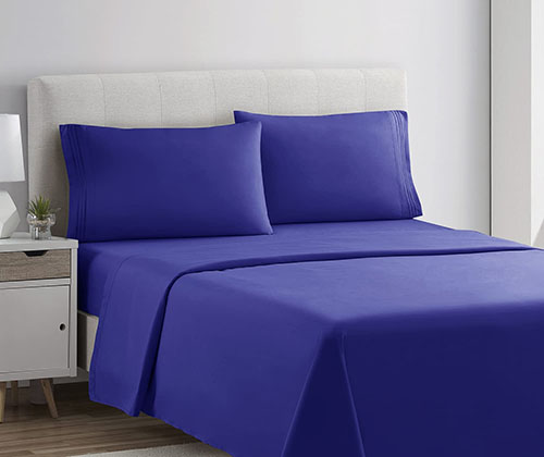 plain rich cotton bed sheet Royal Blue