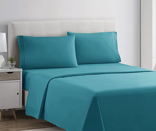 plain rich cotton bed sheet Teal