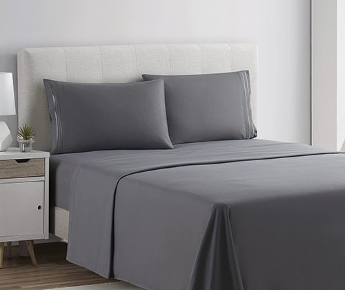 plain rich cotton bed sheet charcoal grey