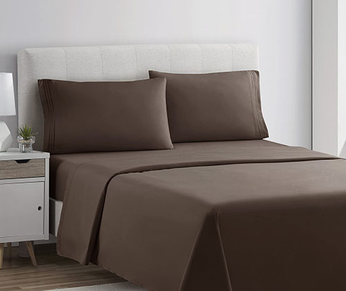 plain rich cotton bed sheet chocolate brown