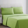 plain rich cotton bed sheet garden green