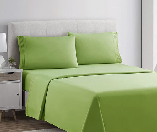 plain rich cotton bed sheet garden green