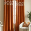 Luxury Velvet Curtains floral vine rust