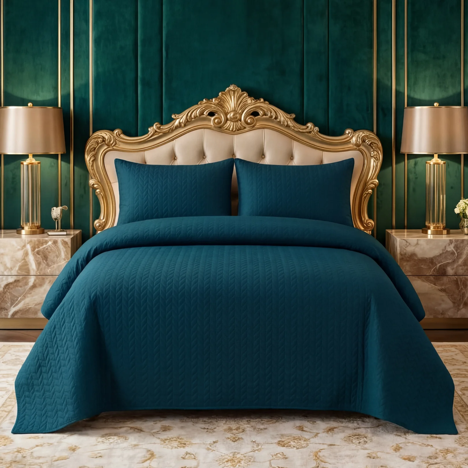 Dark Green BedSpread Set - 3Pcs
