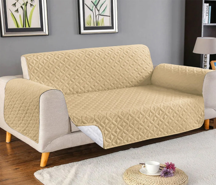 Ultrasonic quilted sofa runner beige