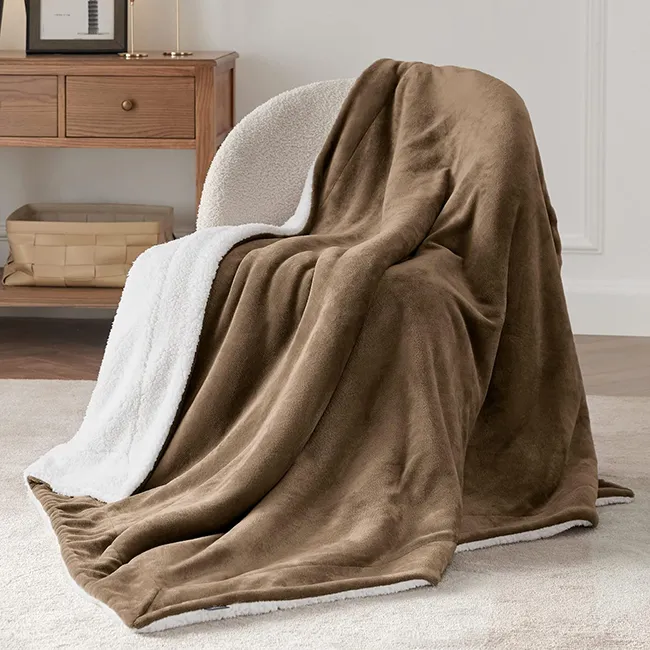 Sherpa Fleece Blankets-Brown