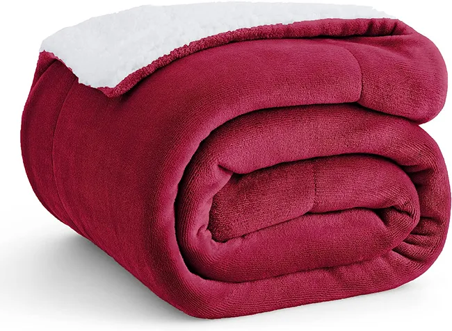 Alternative view of SHERPA FLEECE THROW BLANKET - RED