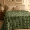 Flannel Fleece Blankets textured olive green