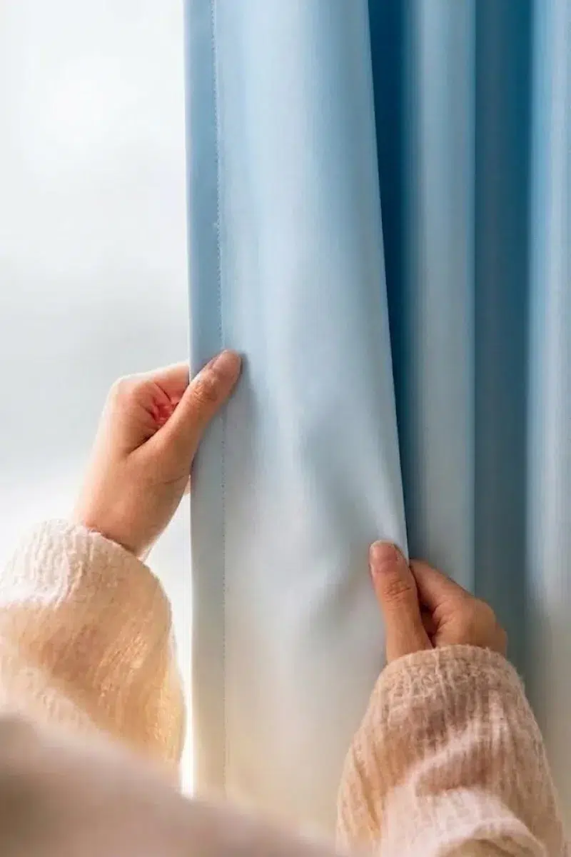 Alternative view of ICE BLUE FROSTED OMBRE VELVET CURTAINS – SET OF 2 PANELS