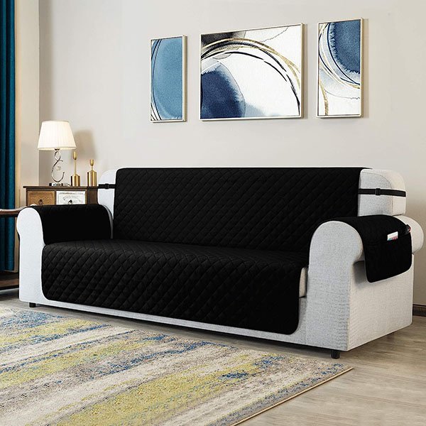 Quilted Sofa Cover black