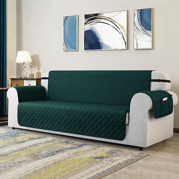 Quilted Sofa Cover green