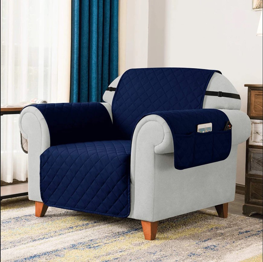 Alternative view of Waterproof Cotton Quilted Sofa Cover - Sofa Runners - Blue