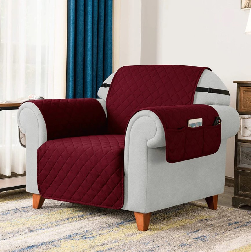 Alternative view of Waterproof Cotton Quilted Sofa Cover - Sofa Runners - Maroon