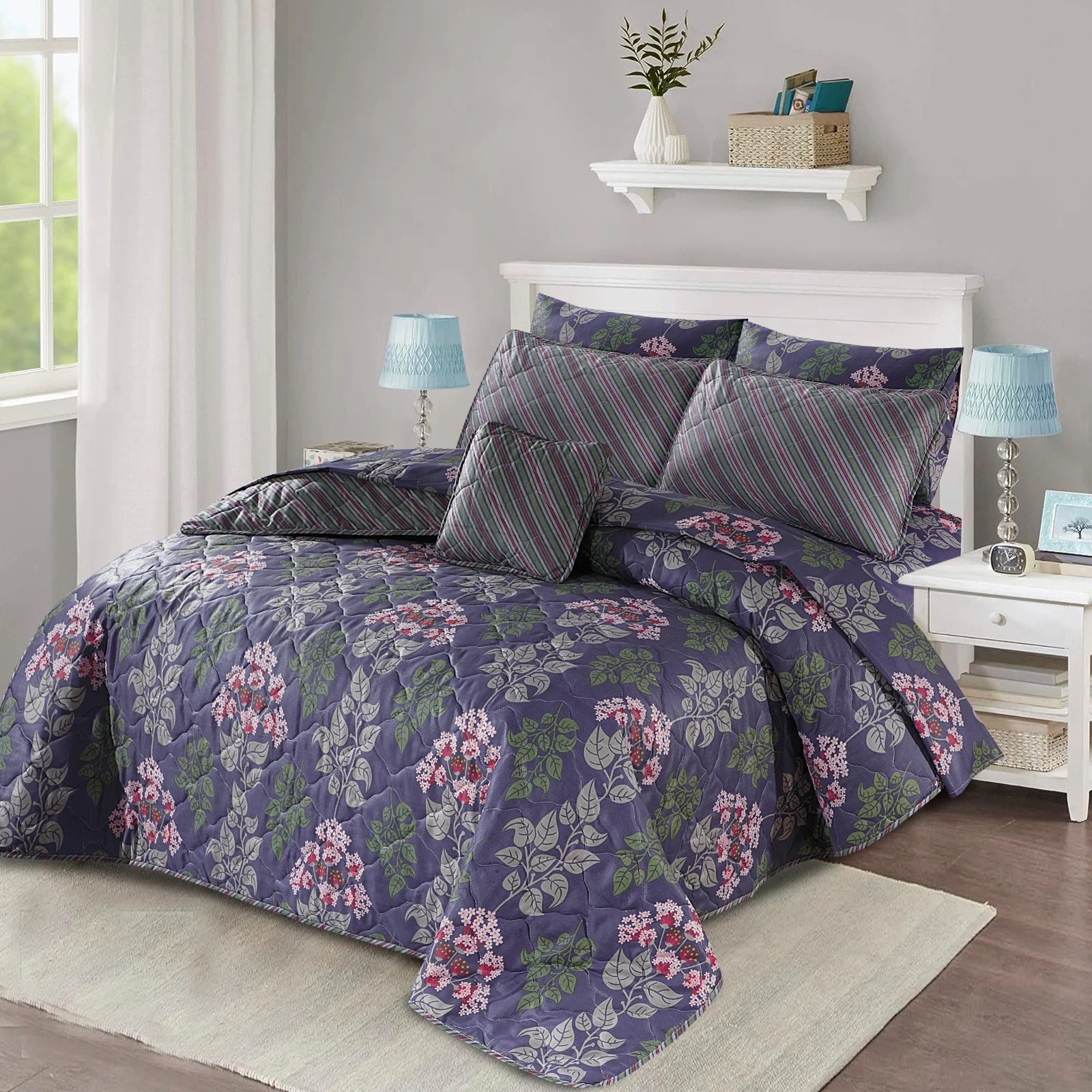 7 PCs Quilted Comforter Set-154