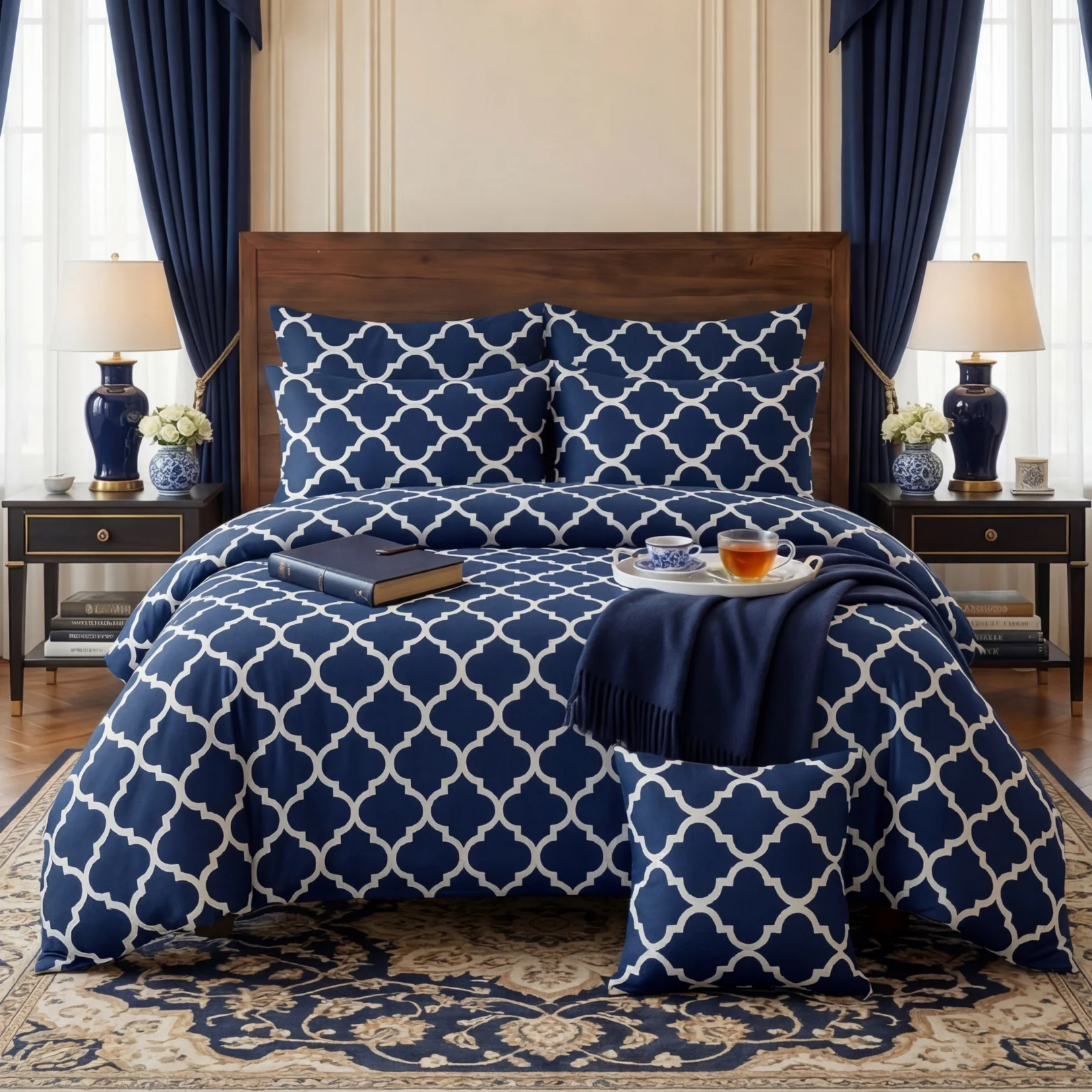 Quilted Comforter Sets blue pendora