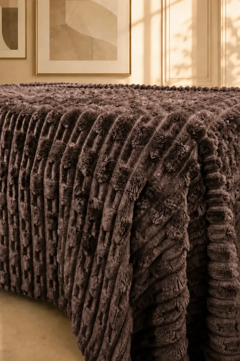 Flannel Fleece Blankets textured choco