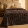 Flannel Fleece Blankets textured chocolate brown